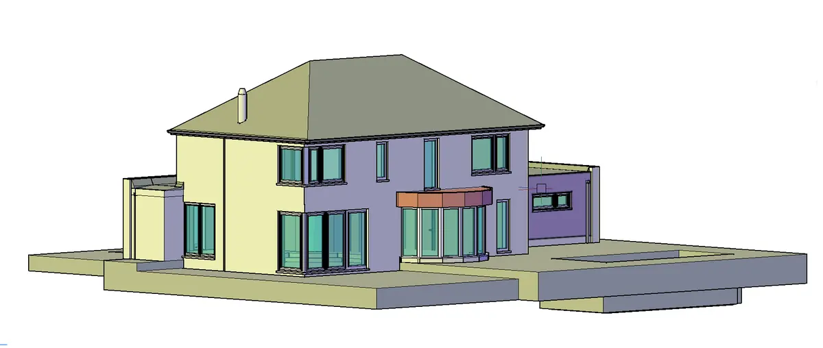 Modélisation 3D de la villa avant texturage et rendu architectural