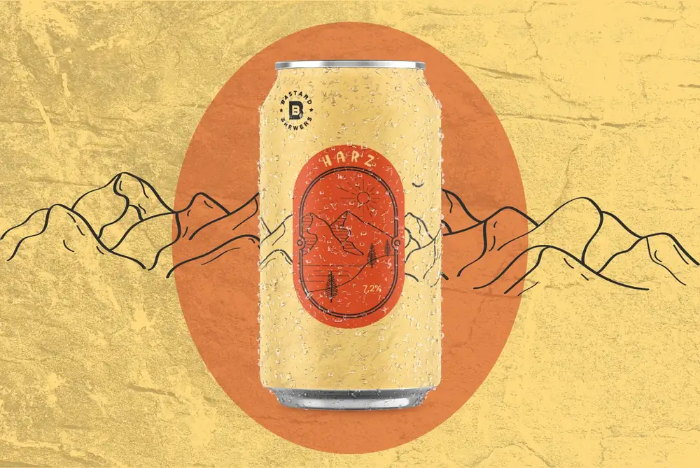 Mockup de cannette Bastard Brewers avec étiquette graphique