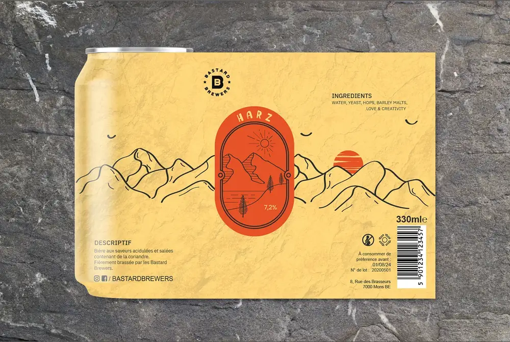 Étiquette déroulée de la cannette Bastard Brewers